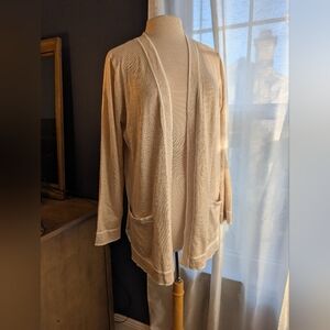kathy ireland Open-Front Cardigan in Light Beige